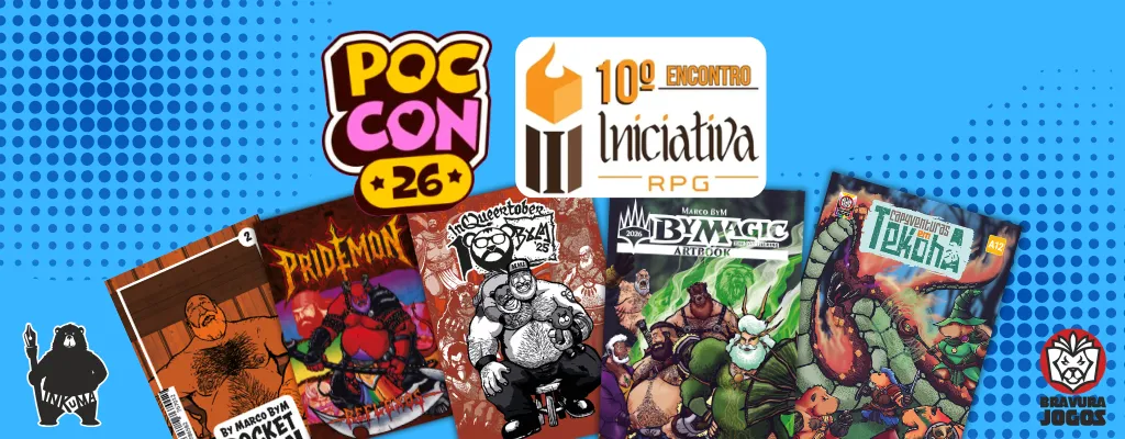 Marco ByM na POC CON e no Iniciativa RPG com lançamentos do Studio Inkuma em junho de 2025